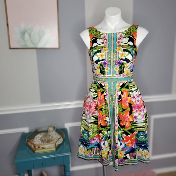 Maggy London Tropical Dress Size 2 - Picture 1 of 3